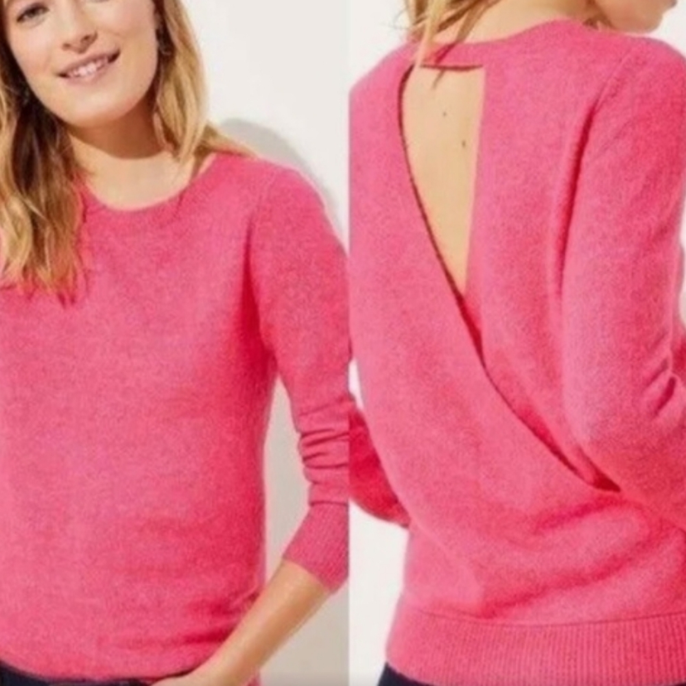 Hot Pink Sweater with Open Wrap Back
